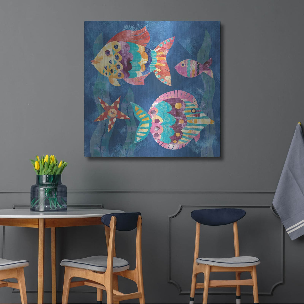 'Boho Reef Fish 2' by Wild Apple Portfolio – Metal Wall Art, 36x36 room view