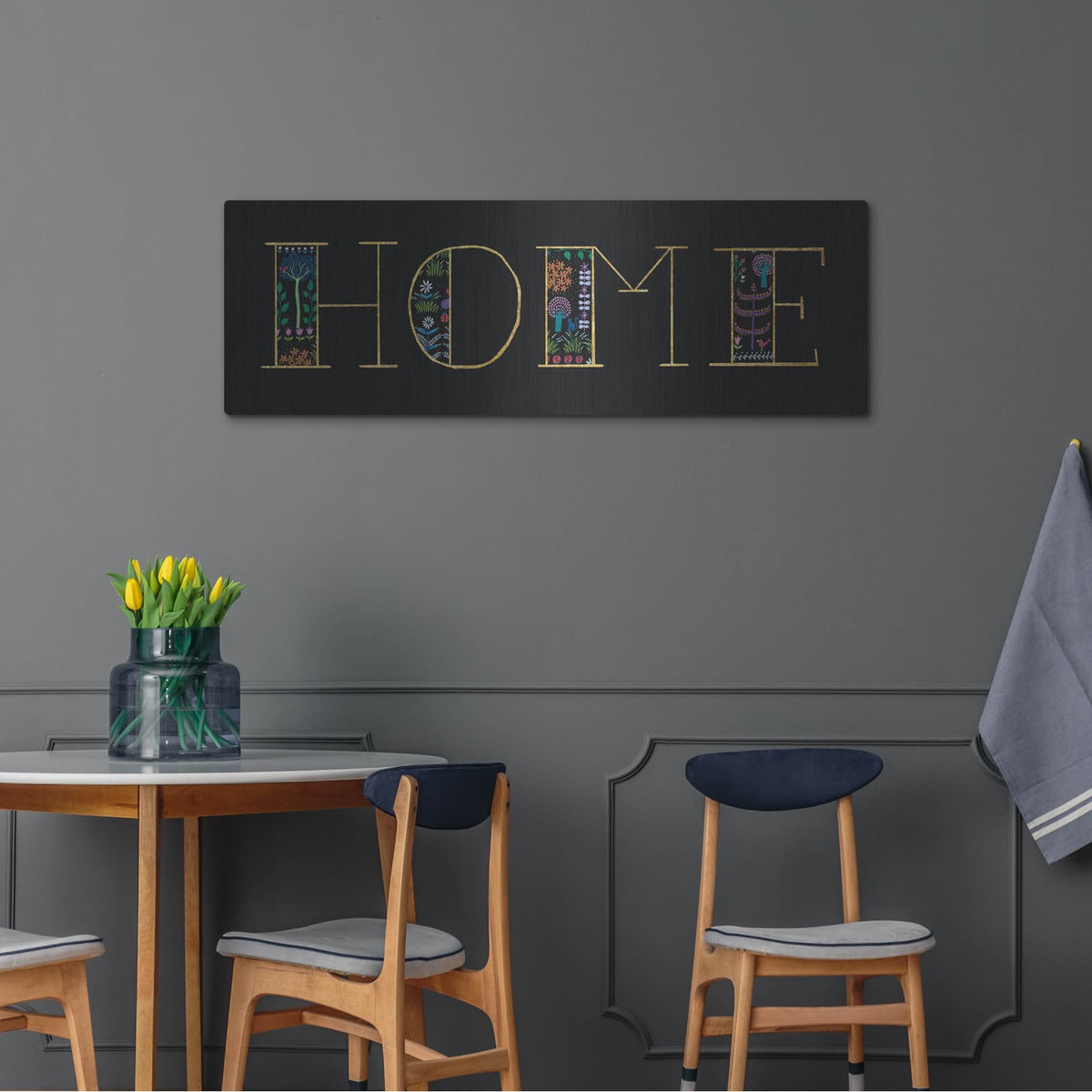 'Bright Folklore Home' by Wild Apple Portfolio – Metal Wall Art, 48x16 room view