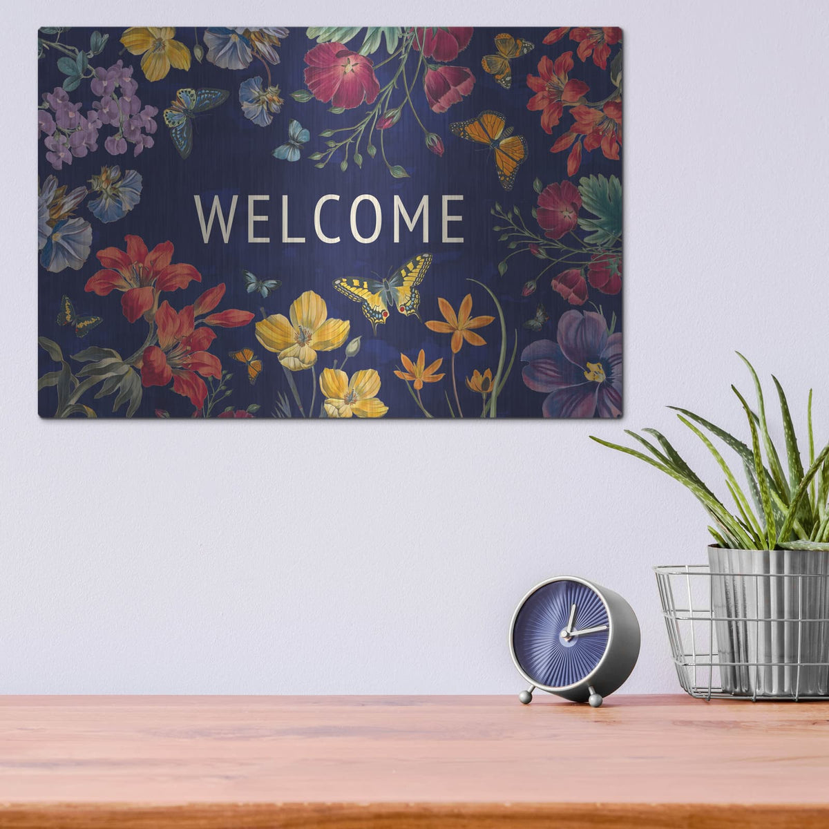 'Butterfly Garden 5 Dark' by Wild Apple Portfolio – Metal Wall Art, 16x12 room view