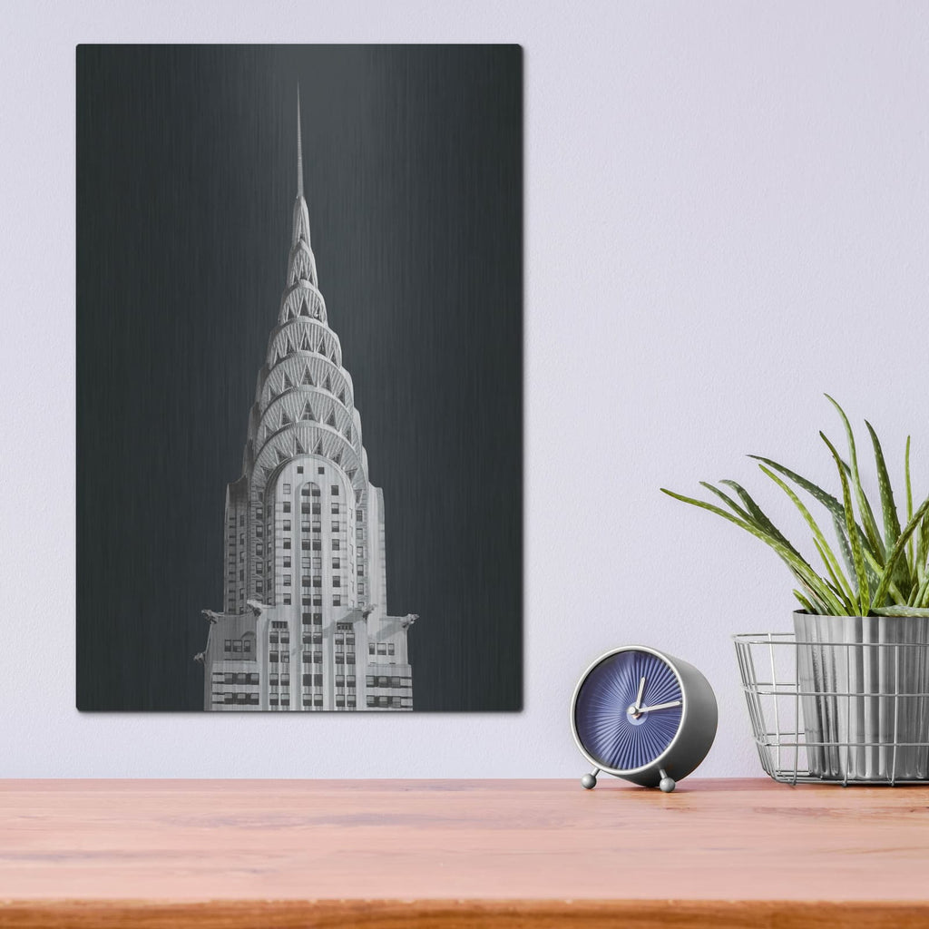 'Chrysler Building On Black' by Wild Apple Portfolio – Metal Wall Art, 12x16 room view