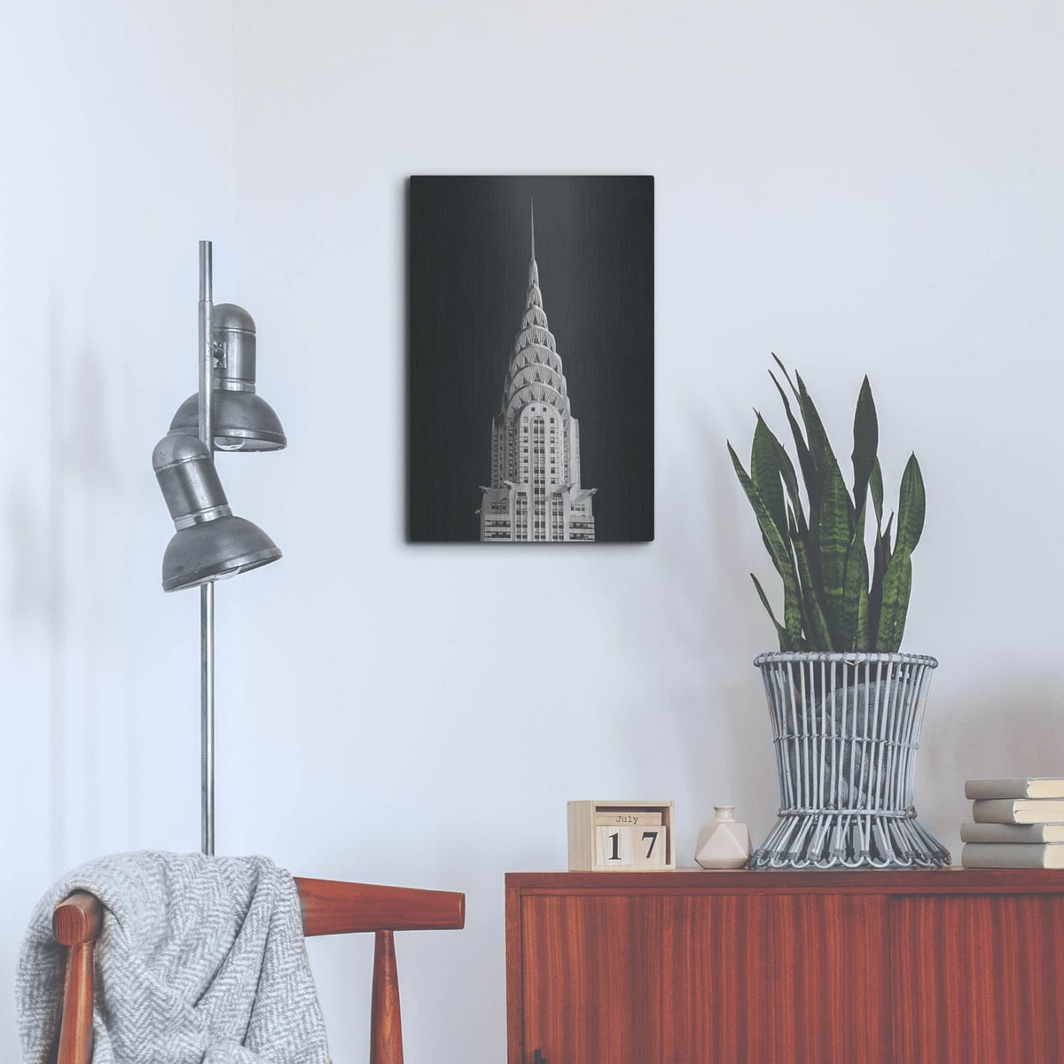 'Chrysler Building On Black' by Wild Apple Portfolio – Metal Wall Art, 16x24 room view