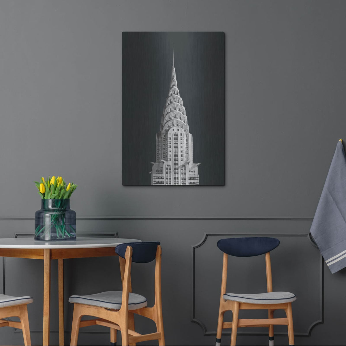'Chrysler Building On Black' by Wild Apple Portfolio – Metal Wall Art, 24x36 room view