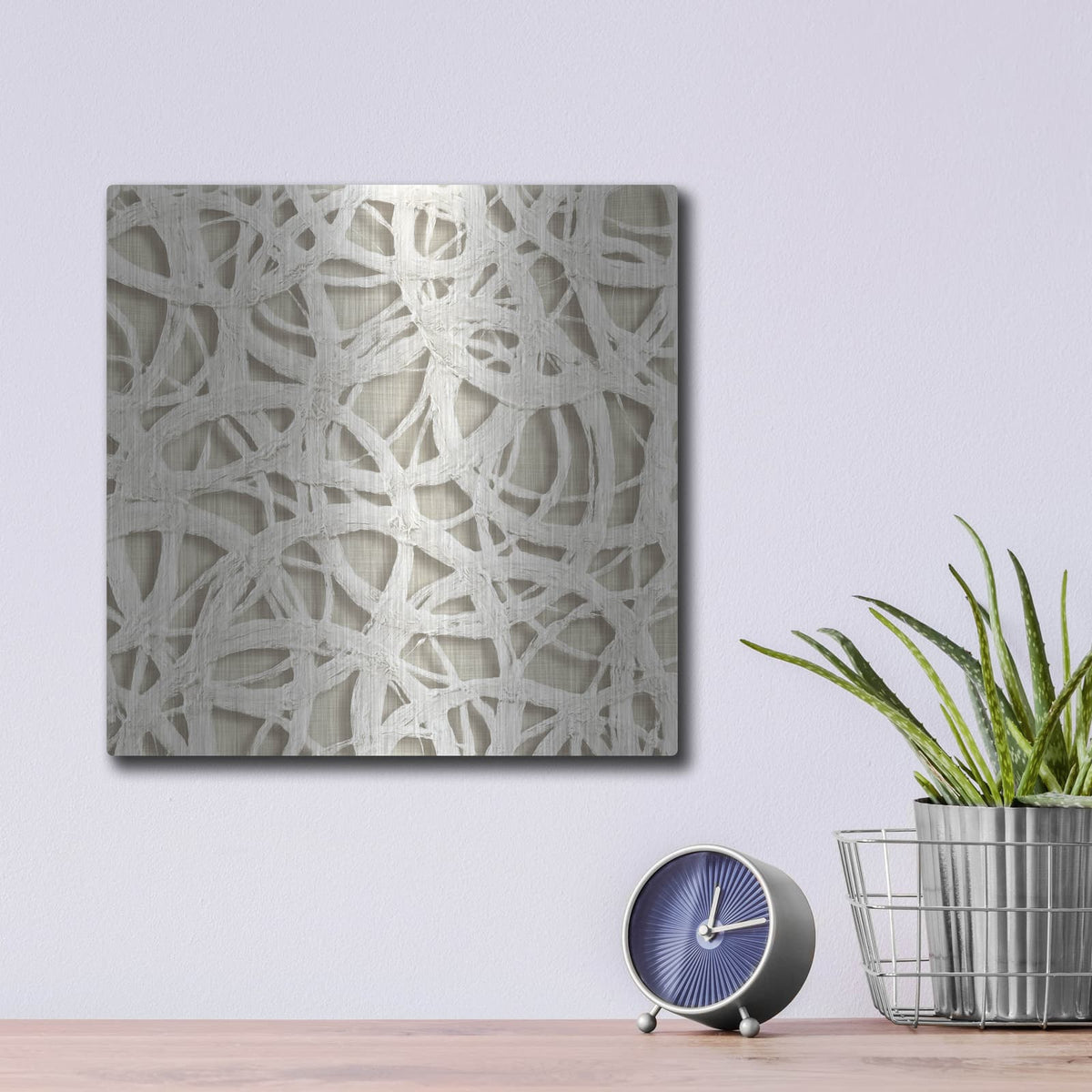 'Endless Circles Front Linen' by Wild Apple Portfolio – Metal Wall Art, 12x12 room view
