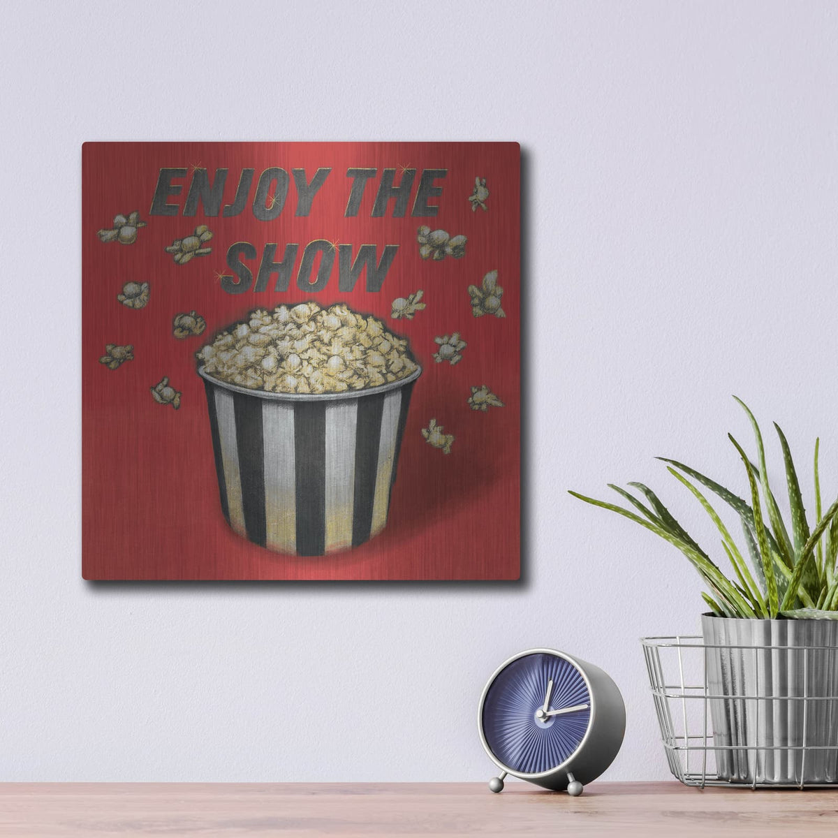 'Enjoy The Show Red' by Wild Apple Portfolio – Metal Wall Art, 12x12 room view