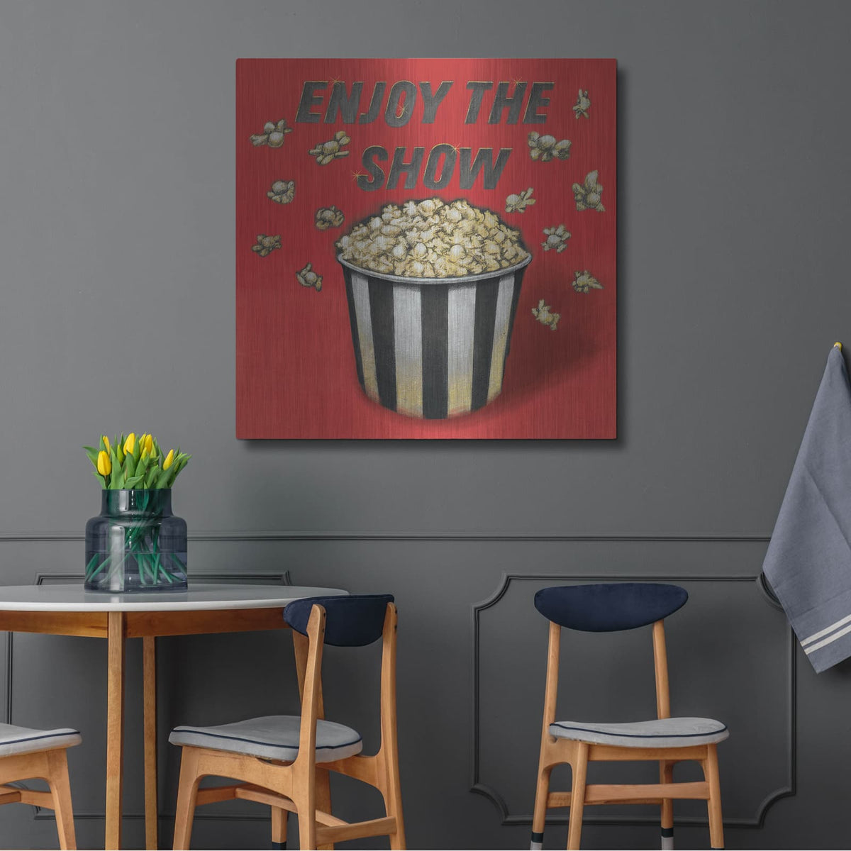 'Enjoy The Show Red' by Wild Apple Portfolio – Metal Wall Art, 36x36 room view