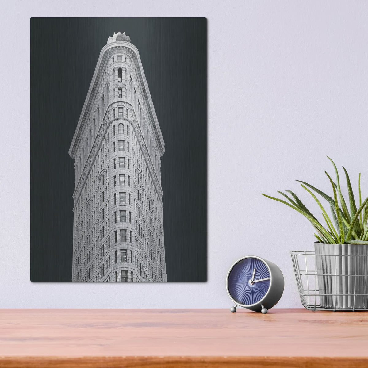 'Flatiron Building On Black' by Wild Apple Portfolio – Metal Wall Art, 12x16 room view