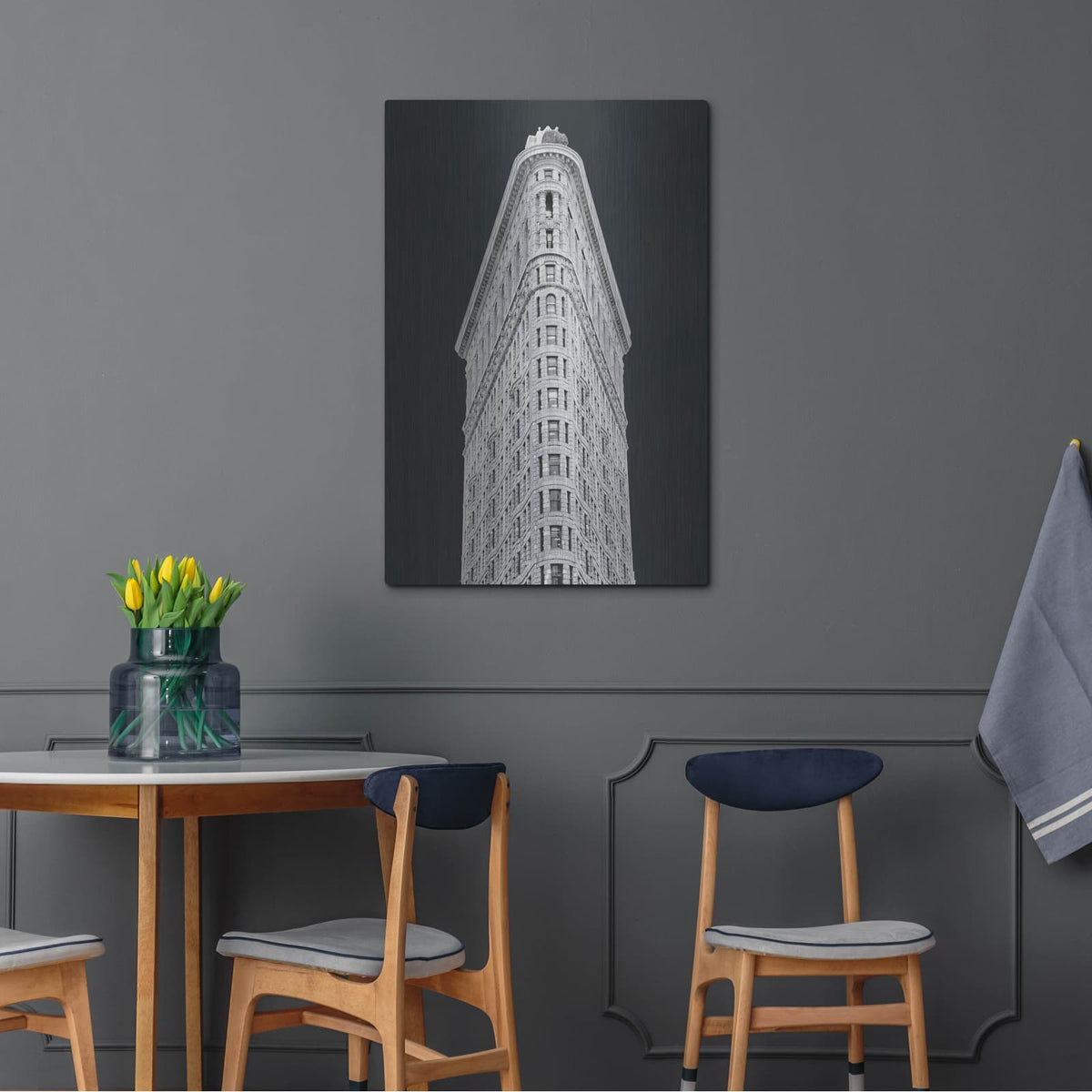 'Flatiron Building On Black' by Wild Apple Portfolio – Metal Wall Art, 24x36 room view