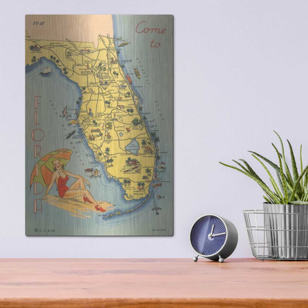 'Florida Postcard 6' by Wild Apple Portfolio – Metal Wall Art, 12x16 room view