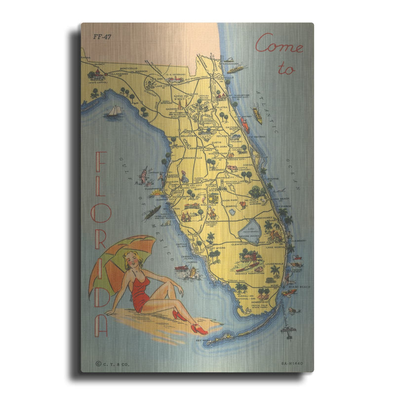 'Florida Postcard 6' by Wild Apple Portfolio – Metal Wall Art