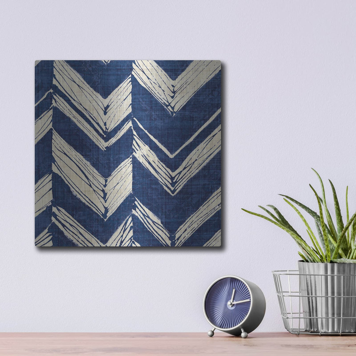 'Indigo Batik 2' by Wild Apple Portfolio – Metal Wall Art, 12x12 room view