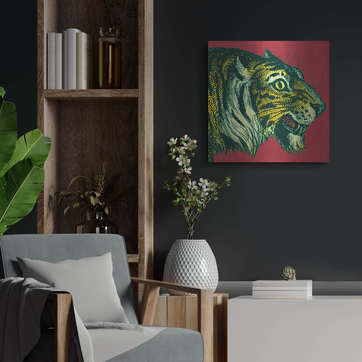 'Jungle Flair 1' by Wild Apple Portfolio – Metal Wall Art, 24x24 room view