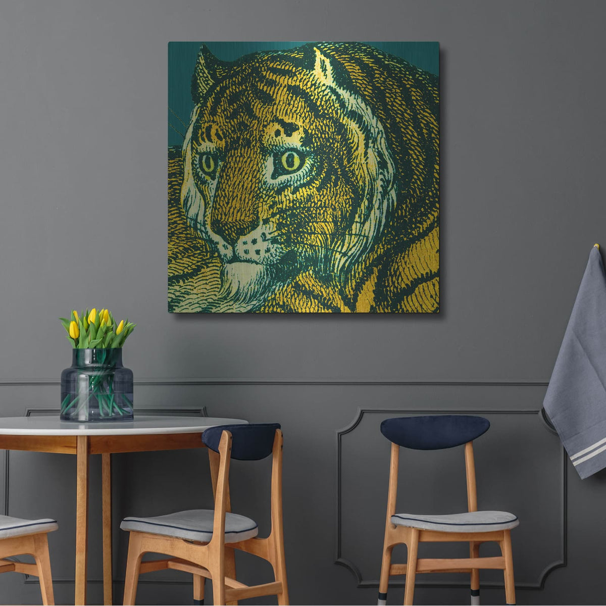 'Jungle Flair 2' by Wild Apple Portfolio – Metal Wall Art, 36x36 room view