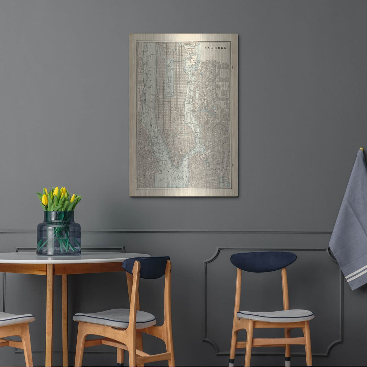 'New York City Map' by Wild Apple Portfolio – Metal Wall Art, 24x36 room view