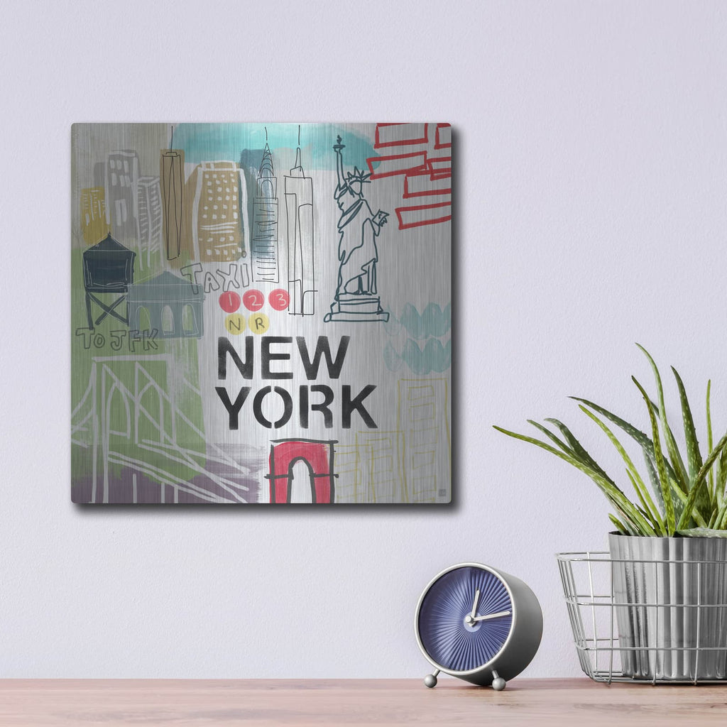 'New York' by Linda Woods – Metal Wall Art, 12x12 room view