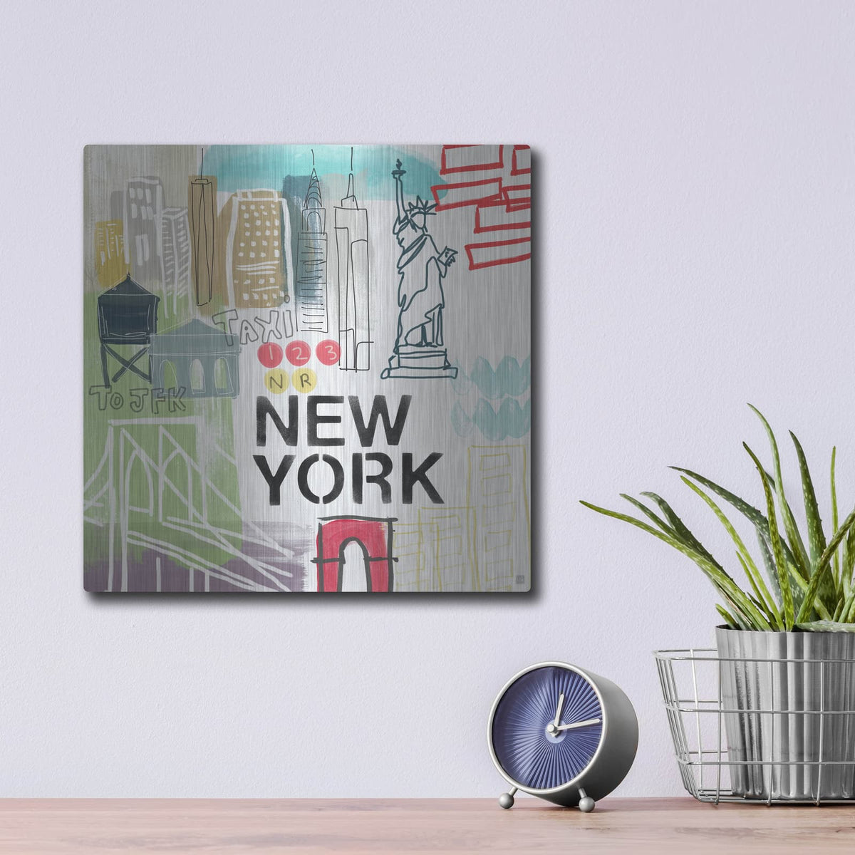 'New York' by Linda Woods – Metal Wall Art, 12x12 room view