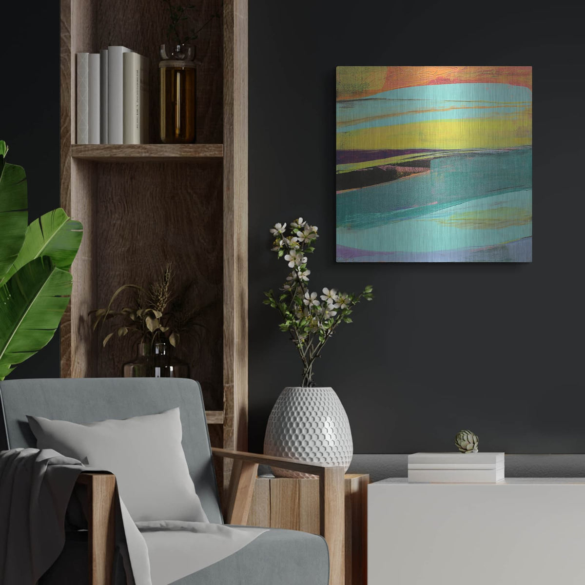 'Black Sands No. 2' by Cathe Hendrick – Metal Wall Art, 24x24 room view