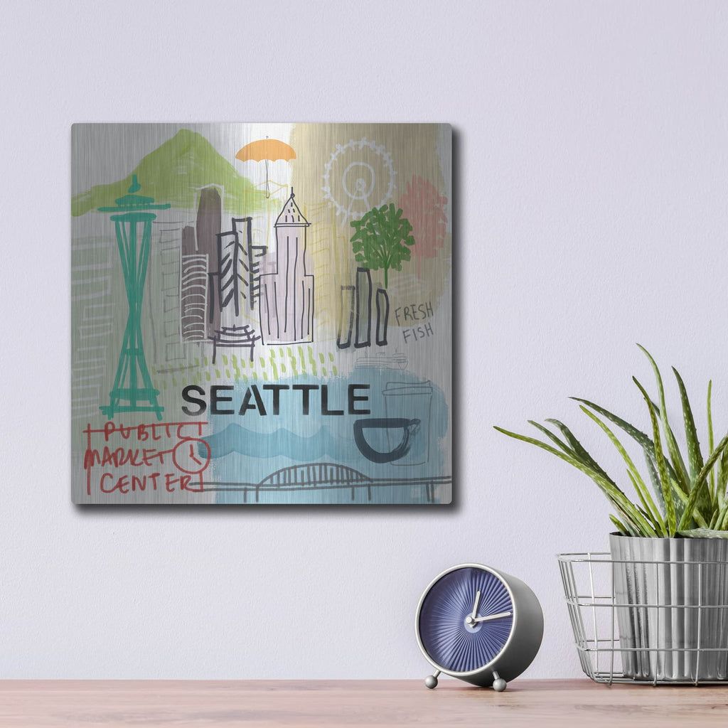 'Seattle' by Linda Woods – Metal Wall Art, 12x12 room view