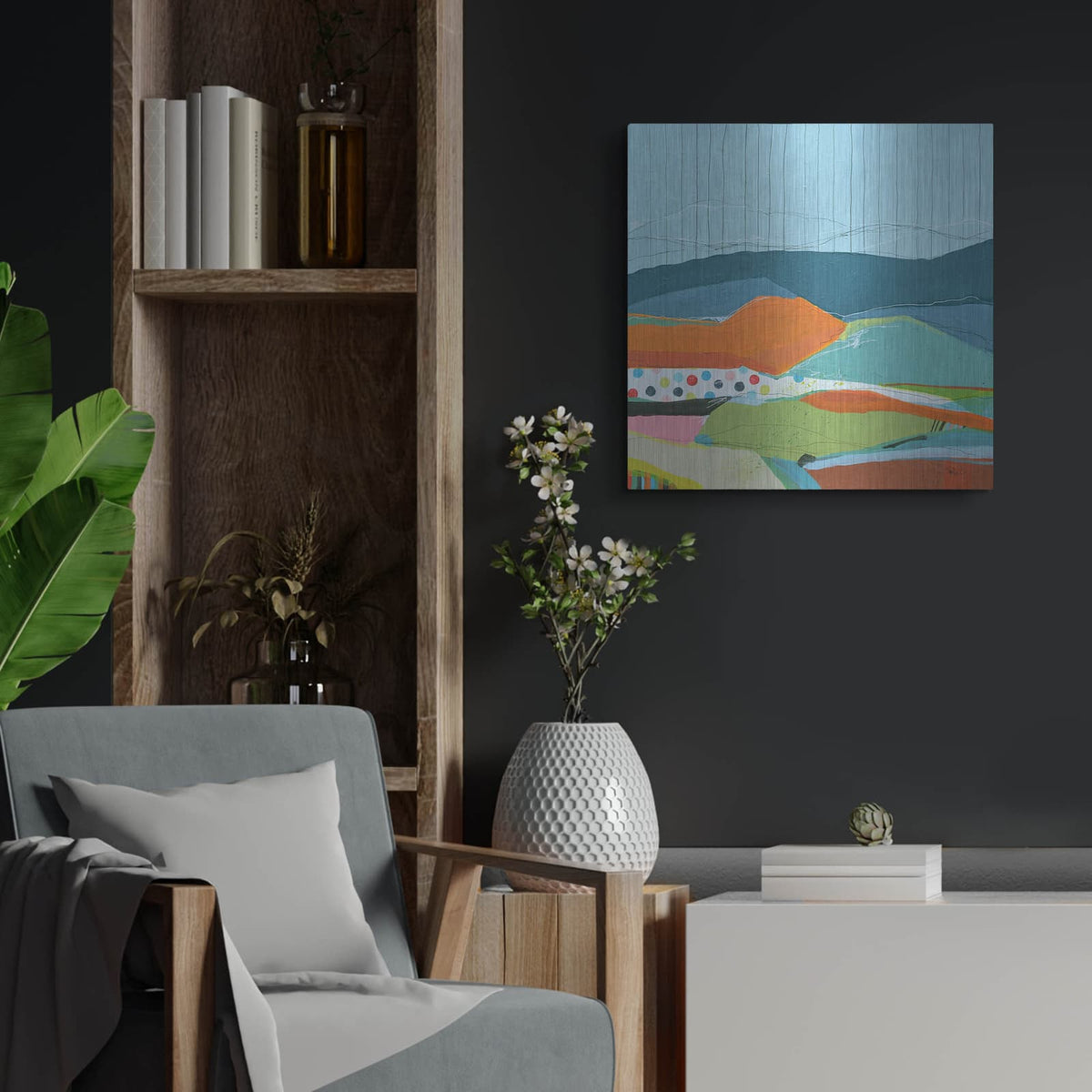 'Colorfield No. 14' by Jan Weiss – Metal Wall Art, 24x24 room view