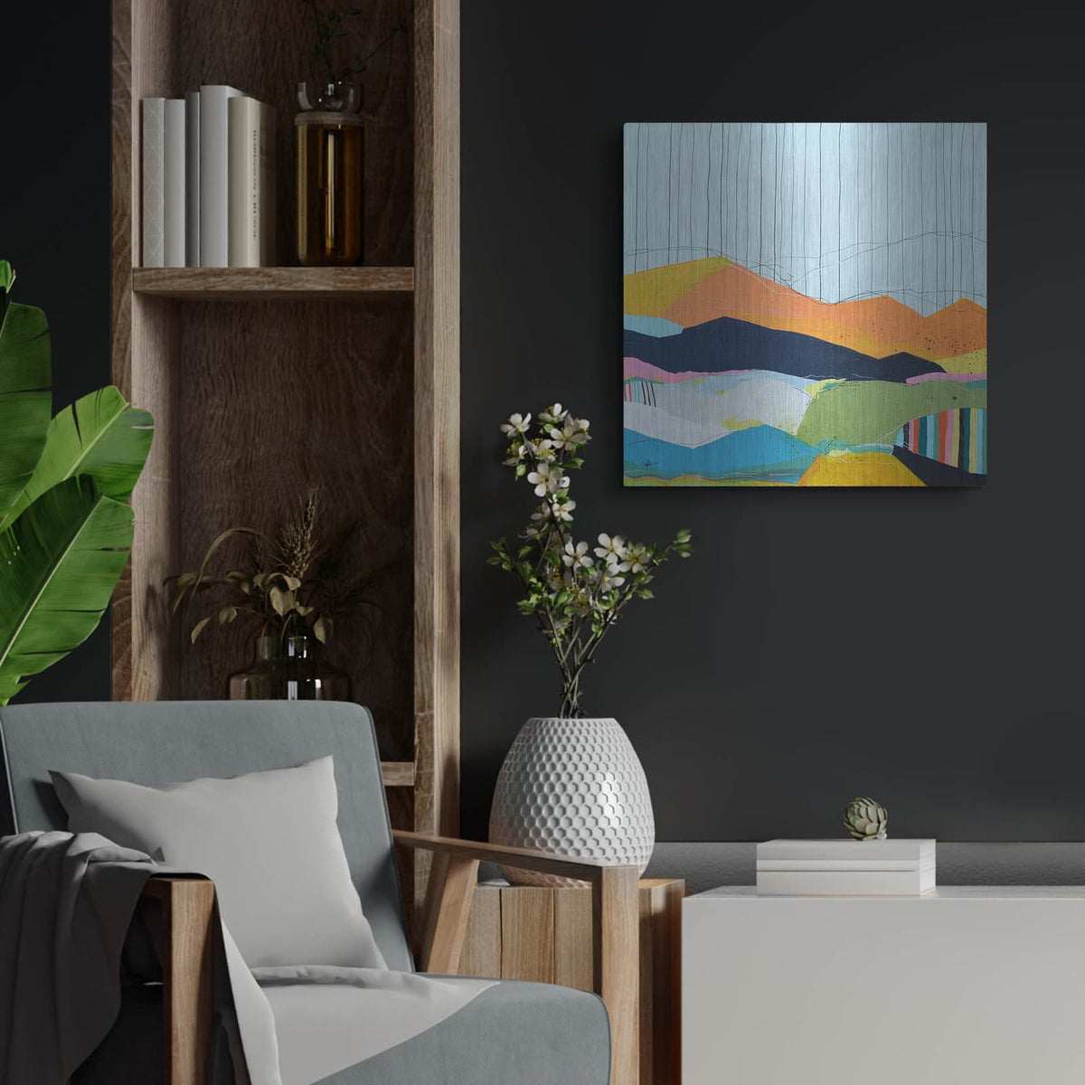 'Colorfield No. 15' by Jan Weiss – Metal Wall Art, 24x24 room view