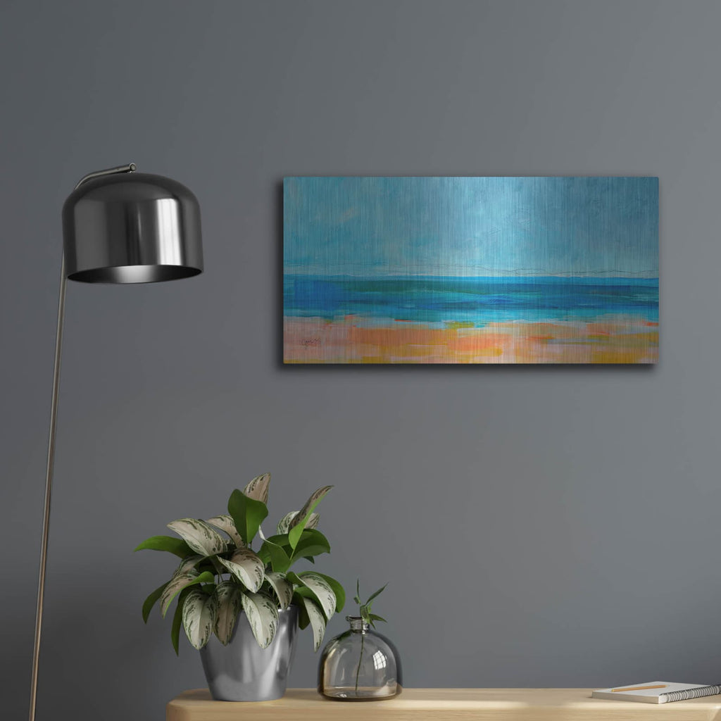 'Just A Day At The Beach 1' by Jan Weiss – Metal Wall Art, 24x12 room view