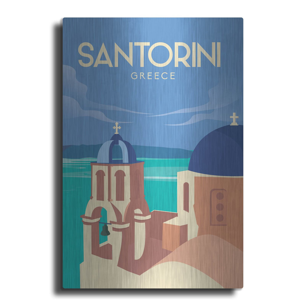 'Santorini Greece Travel Poster' by Arctic Frame – Metal Wall Art