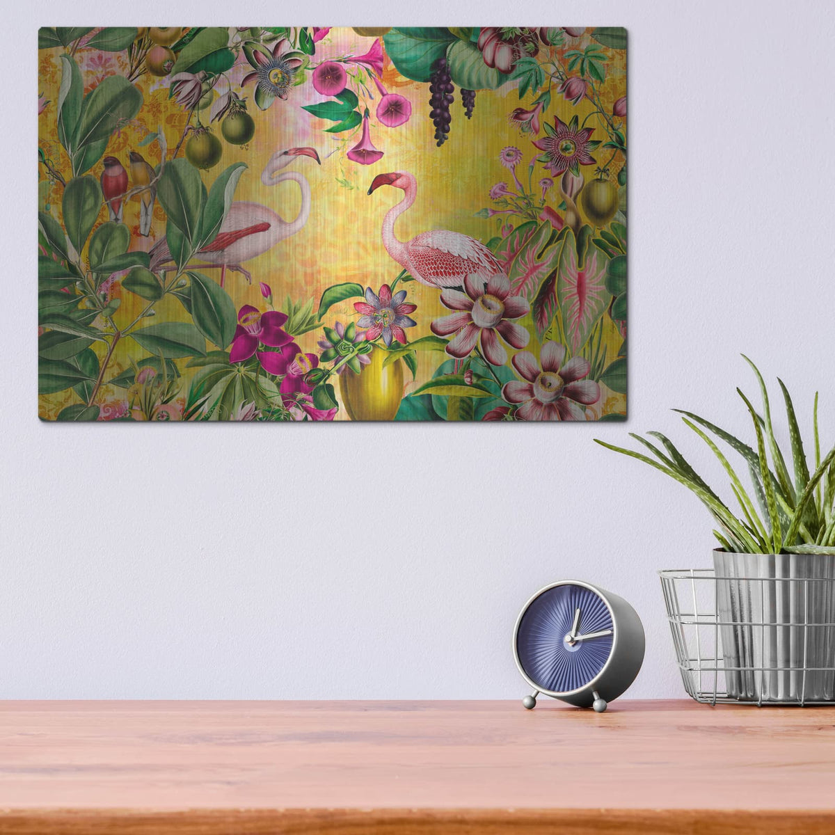 'A Flamingos Tropical Journey 2' by Andrea Haase – Metal Wall Art, 16x12 room view