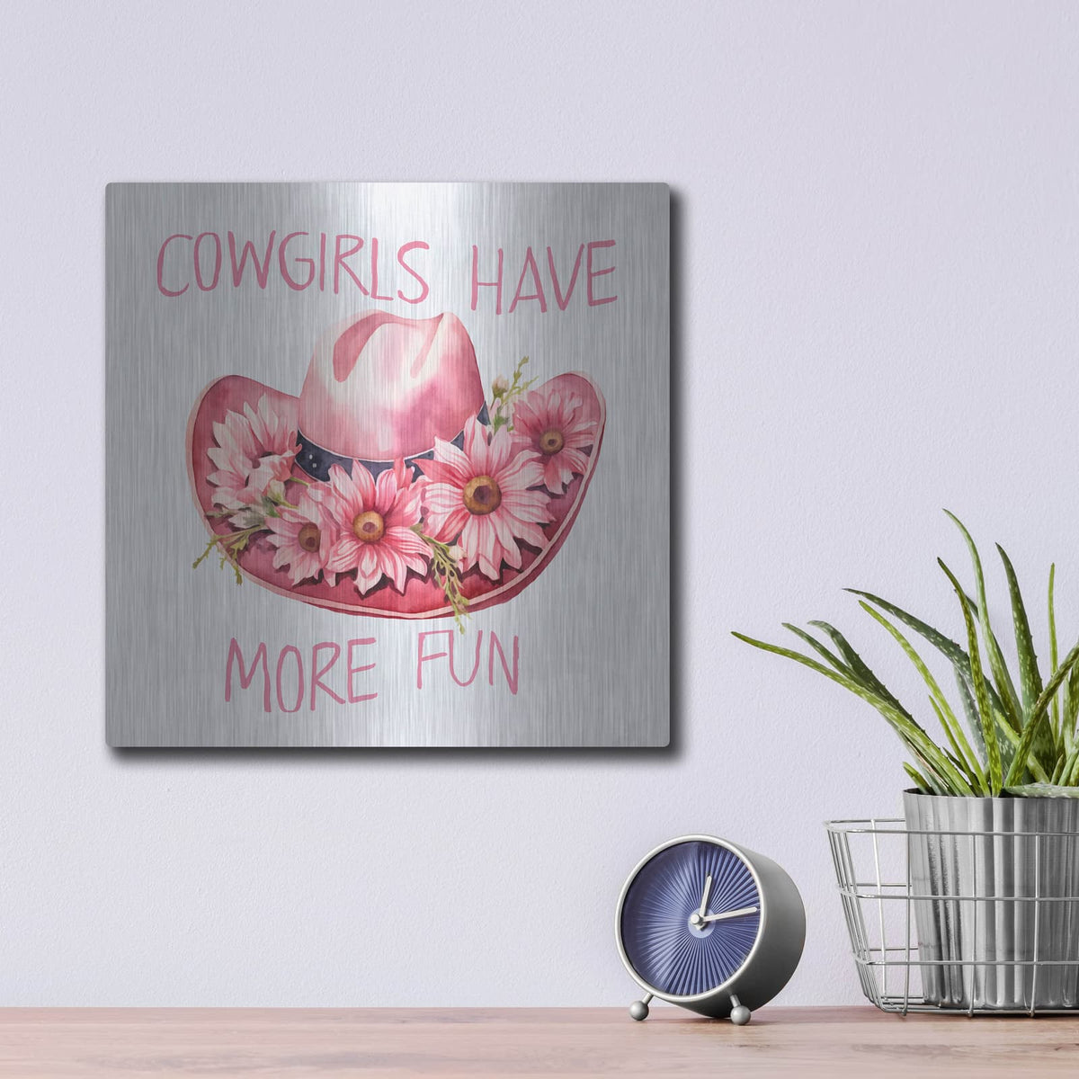 'Cowgirls Fun Hat' by Andrea Haase – Metal Wall Art, 12x12 room view