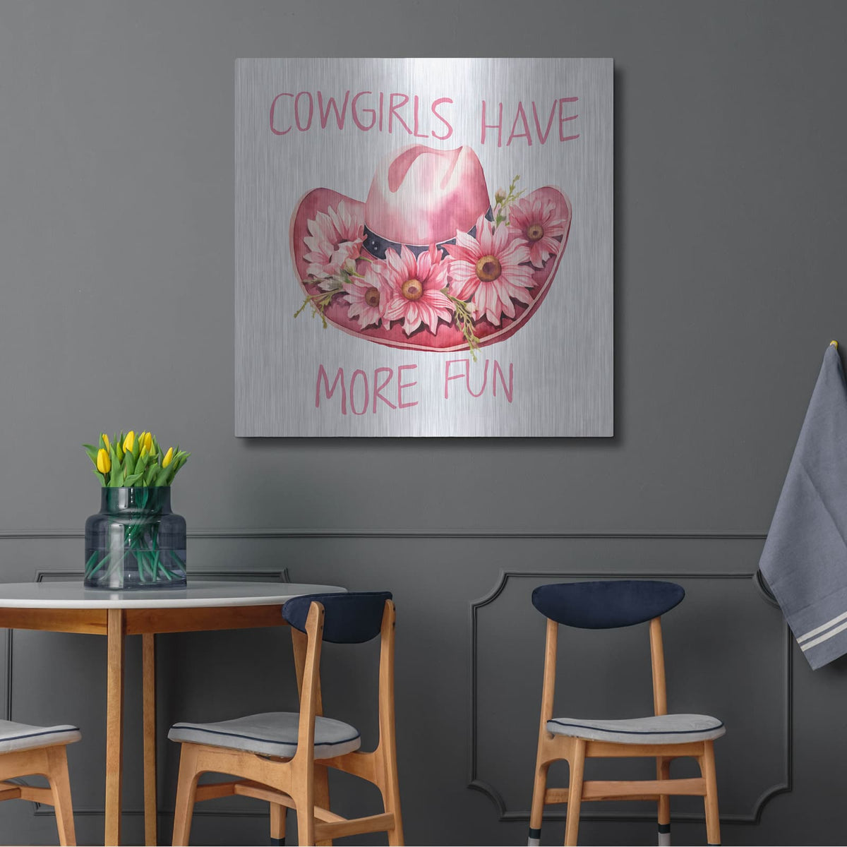 'Cowgirls Fun Hat' by Andrea Haase – Metal Wall Art, 36x36 room view