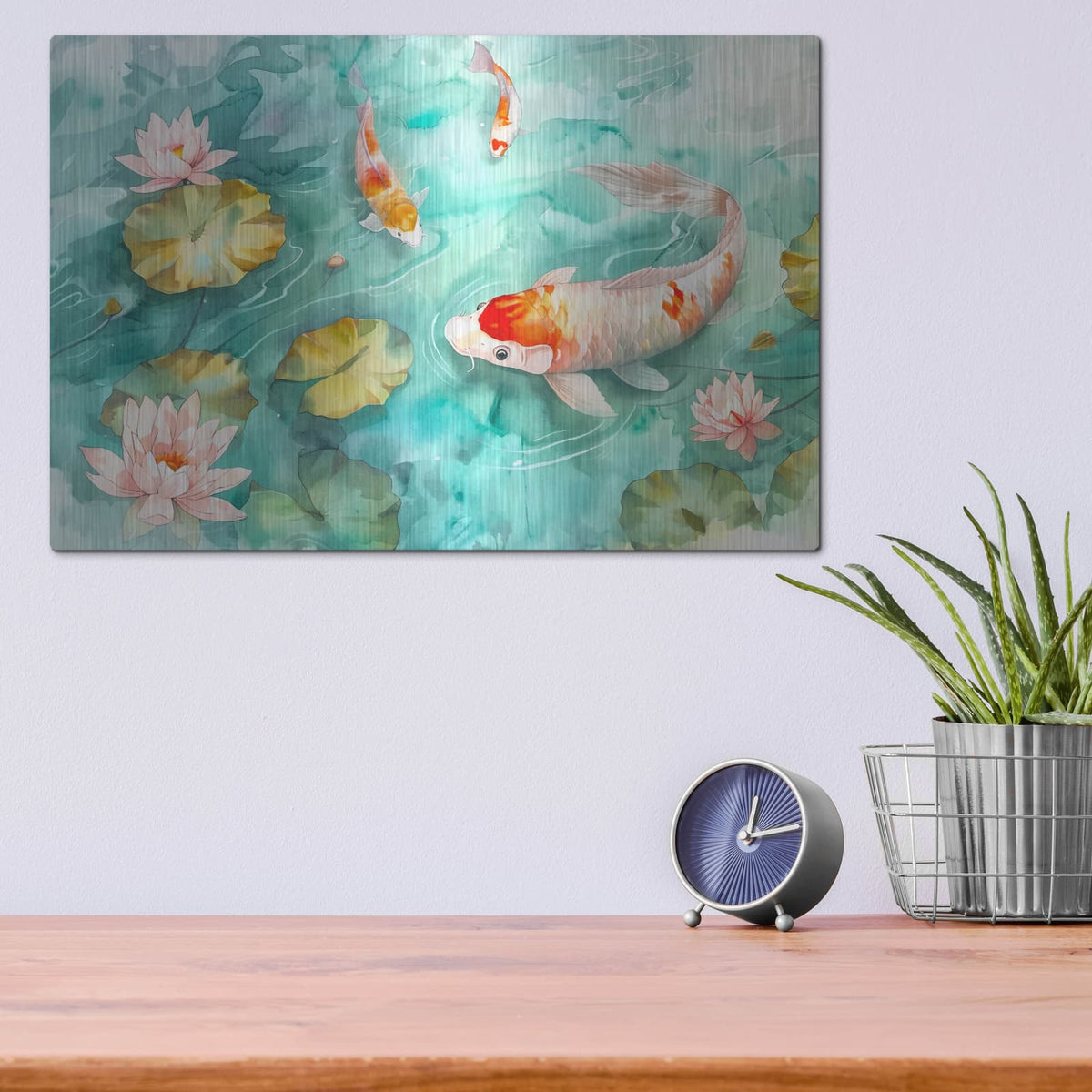 'Koi Lily Pond' by Andrea Haase – Metal Wall Art, 16x12 room view