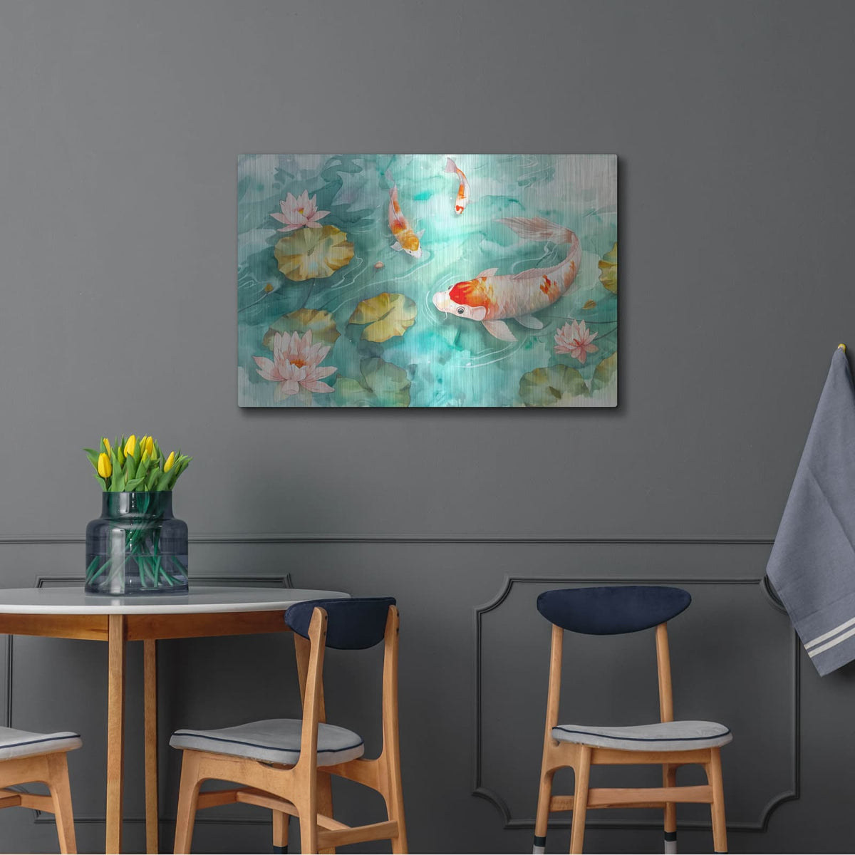 'Koi Lily Pond' by Andrea Haase – Metal Wall Art, 36x24 room view