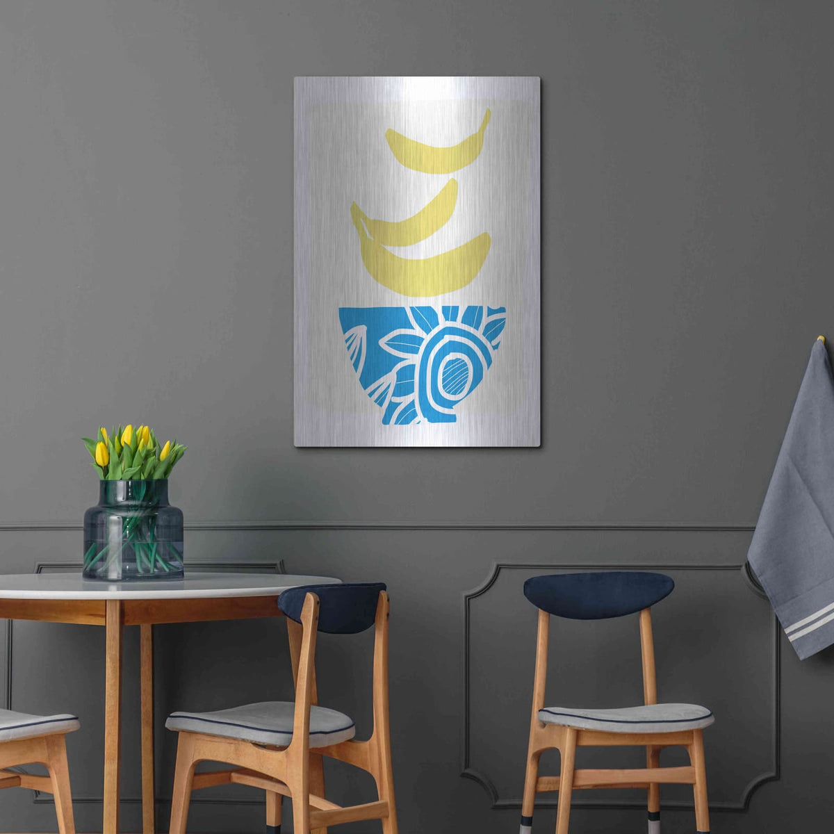 'Bowl of Bananas' by Linda Woods – Metal Wall Art, 24x36 room view