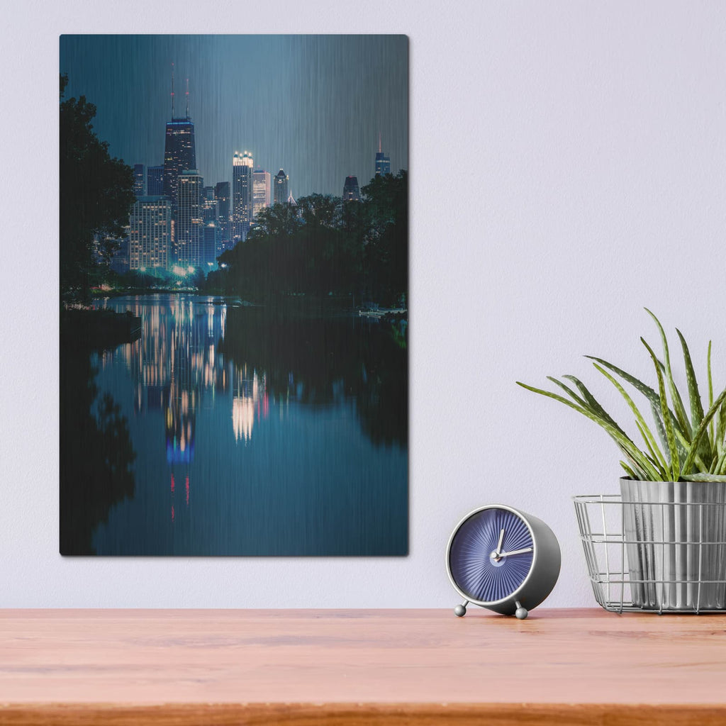 'Chicago Blue Reflection' by Luxe Metal Portfolio – Metal Wall Art, 12x16 room view