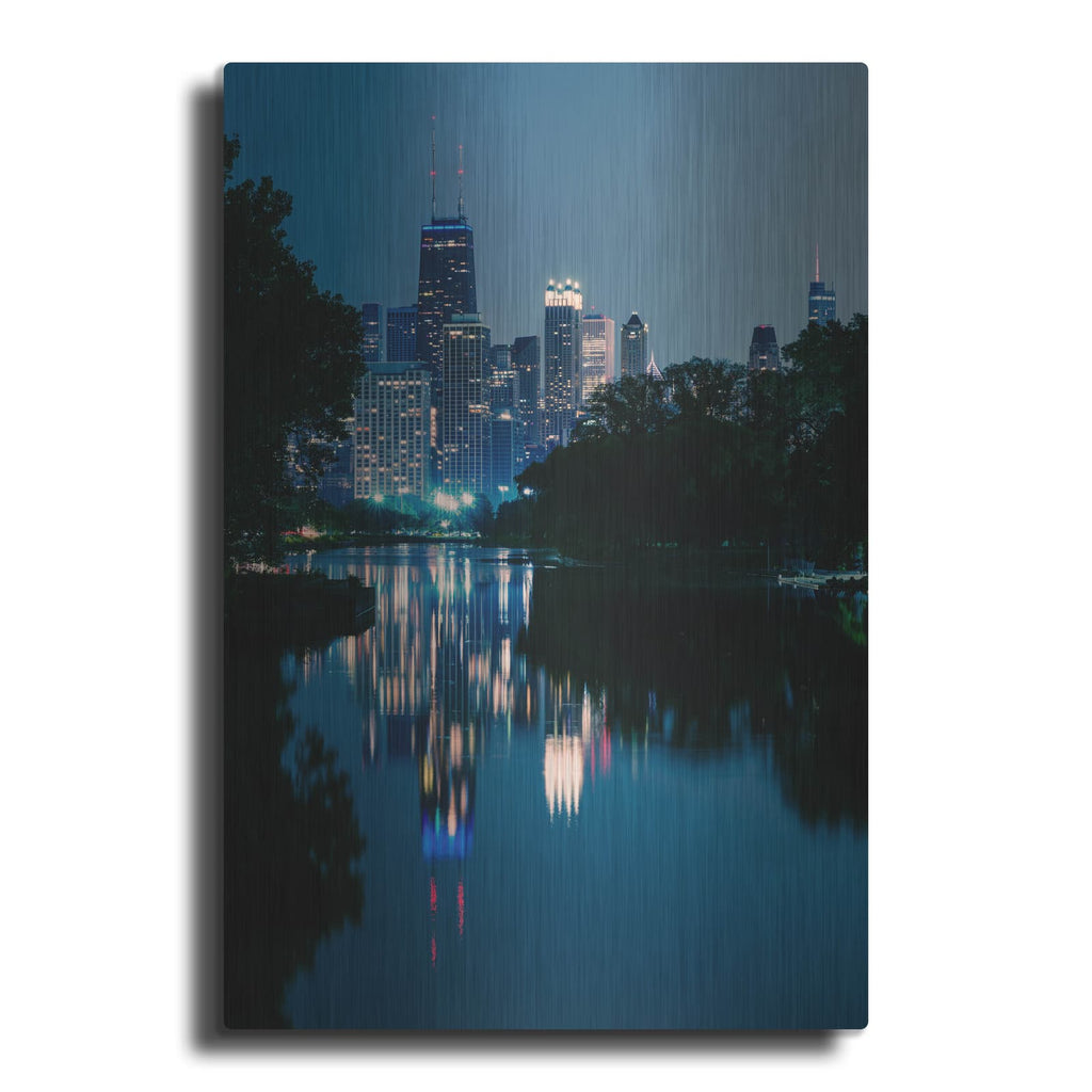 'Chicago Blue Reflection' by Luxe Metal Portfolio – Metal Wall Art