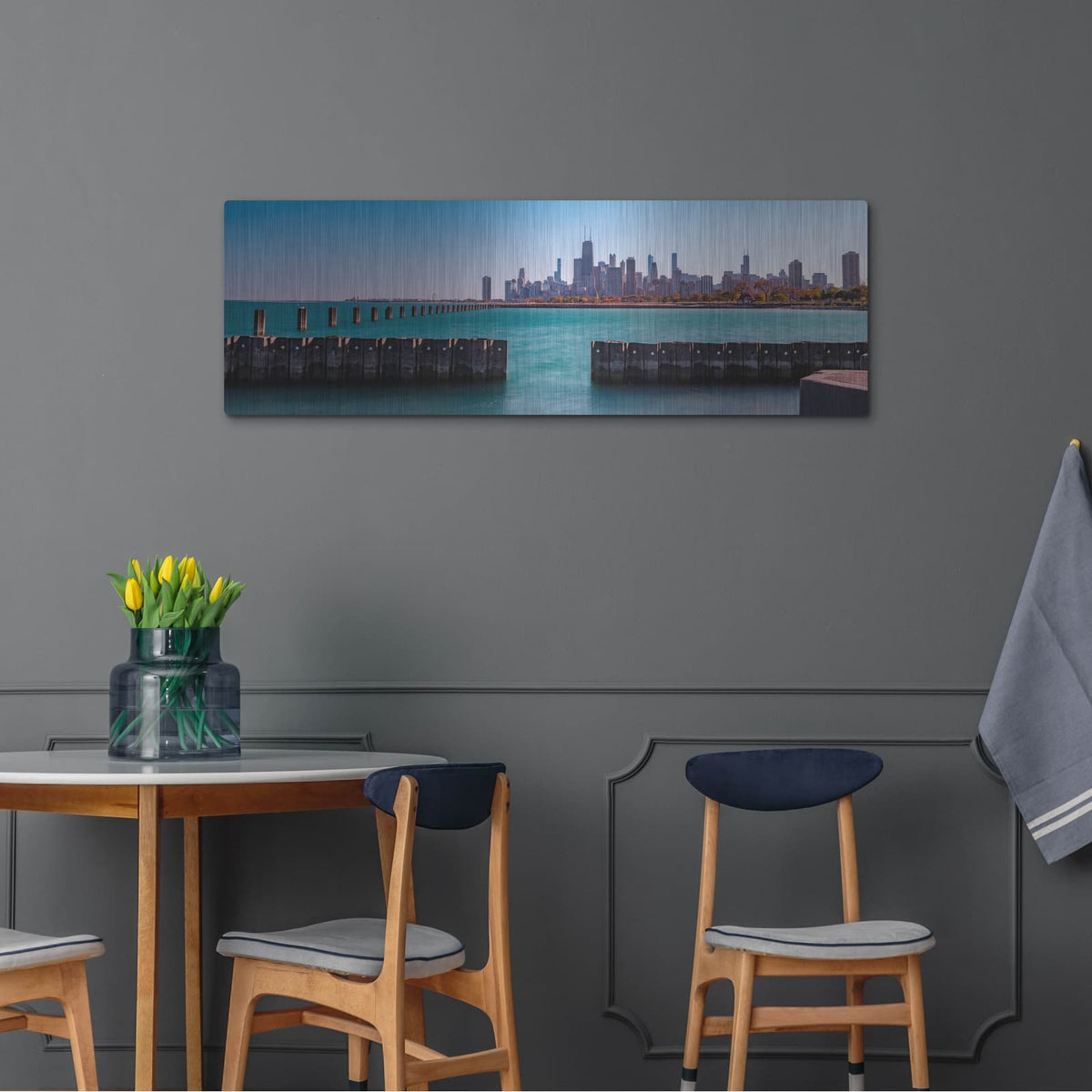 'Chicago Fall' by Luxe Metal Portfolio – Metal Wall Art, 48x16 room view