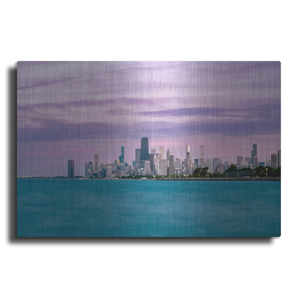 'Chicago Lavander Sunset' by Luxe Metal Portfolio – Metal Wall Art