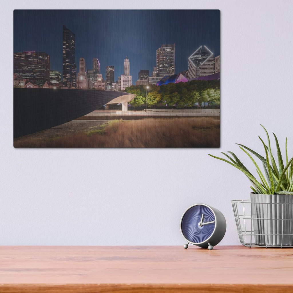 'Chicago Millennium Bridge 2' by Luxe Metal Portfolio – Metal Wall Art, 16x12 room view