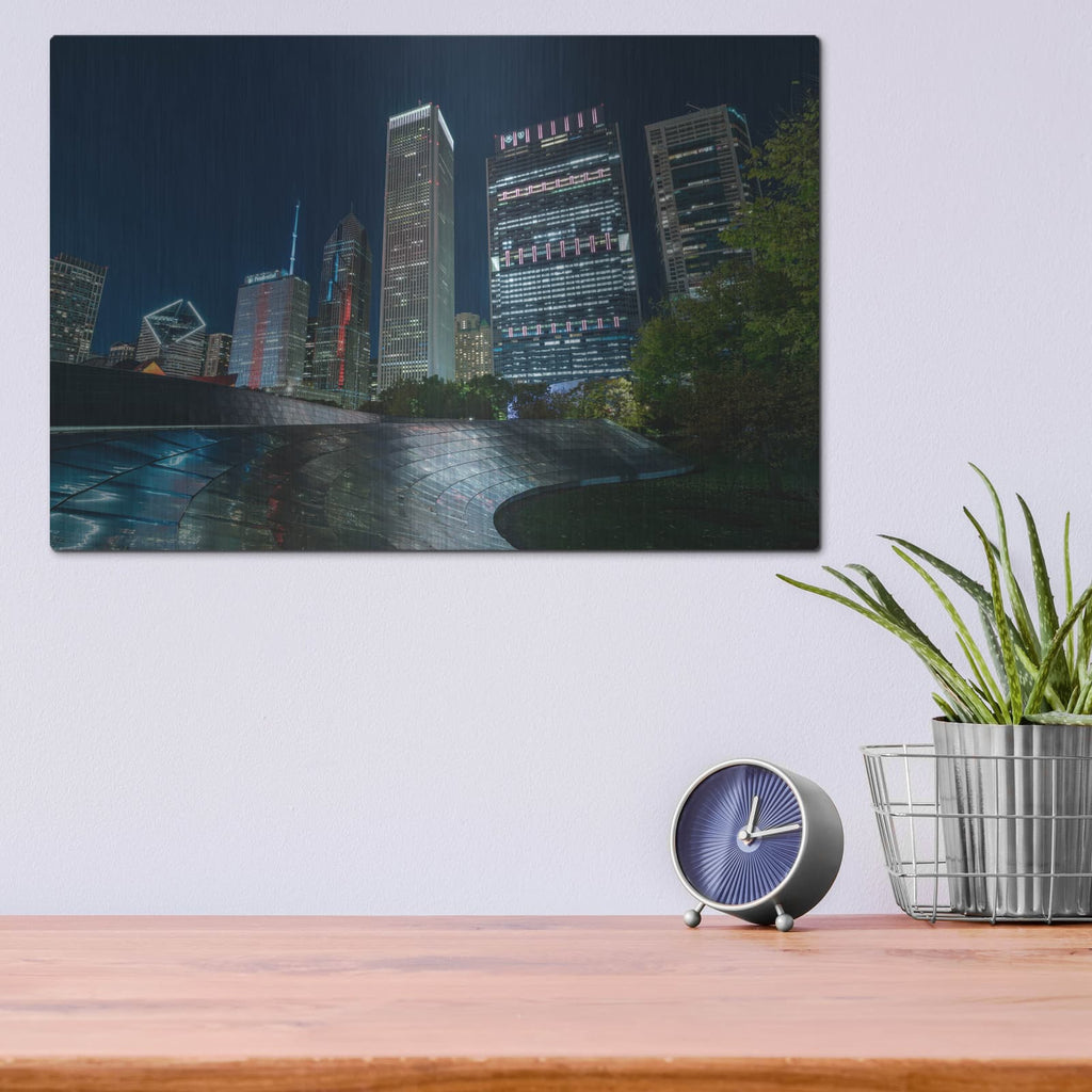 'Chicago Millennium Bridge' by Luxe Metal Portfolio – Metal Wall Art, 16x12 room view