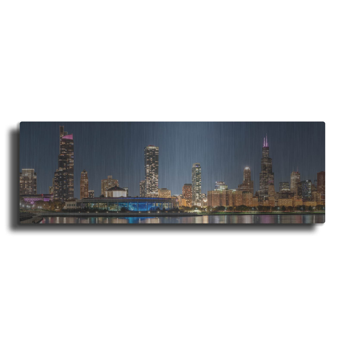 'Chicago Nighttime Skyline 2' by Luxe Metal Portfolio – Metal Wall Art