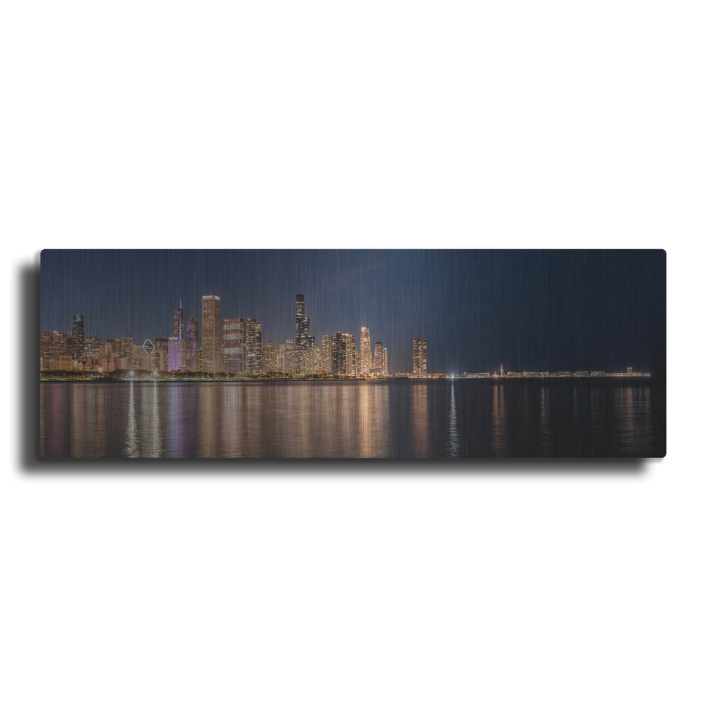 'Chicago Nighttime Skyline 3' by Luxe Metal Portfolio – Metal Wall Art