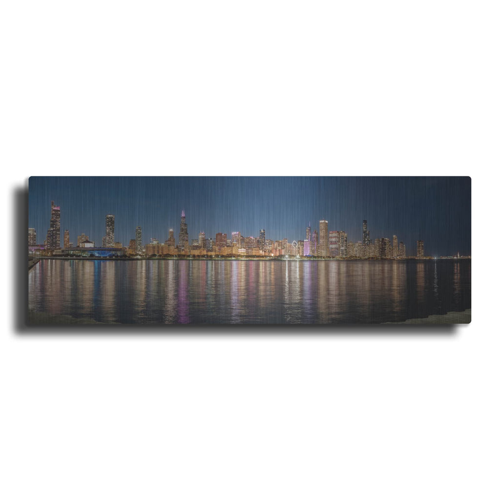 'Chicago Nighttime Skyline 5' by Luxe Metal Portfolio – Metal Wall Art