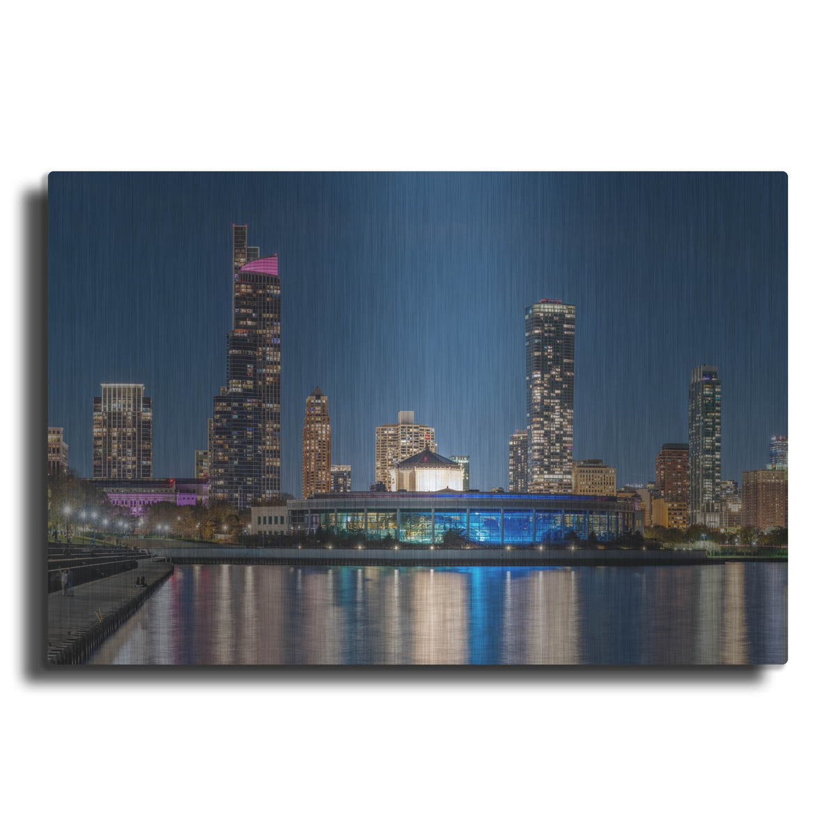'Chicago Nighttime Skyline 6' by Luxe Metal Portfolio – Metal Wall Art