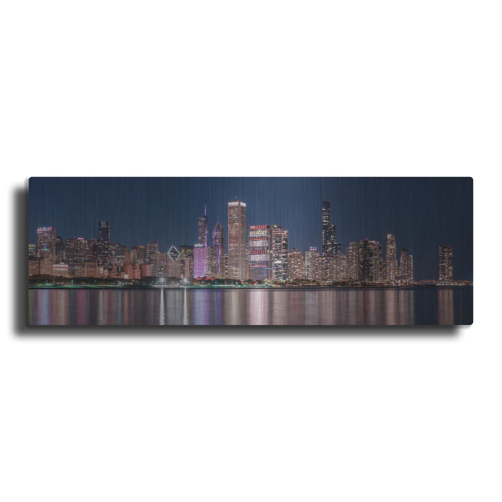 'Chicago Nighttime Skyline' by Luxe Metal Portfolio – Metal Wall Art