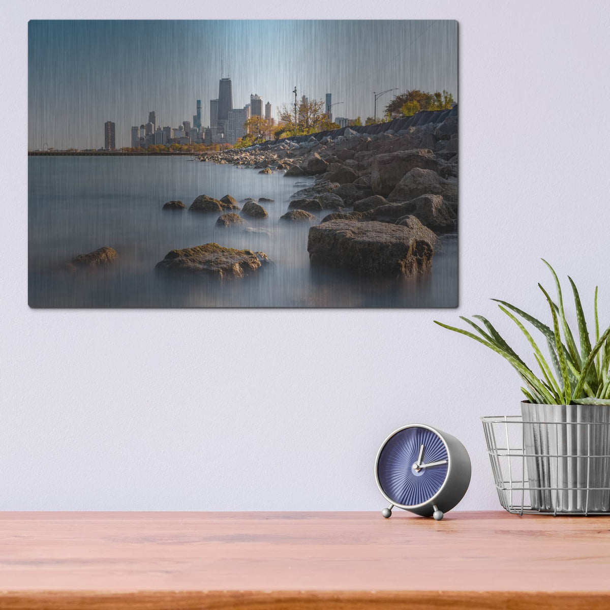 'Chicago On The Rocks' by Luxe Metal Portfolio – Metal Wall Art, 16x12 room view
