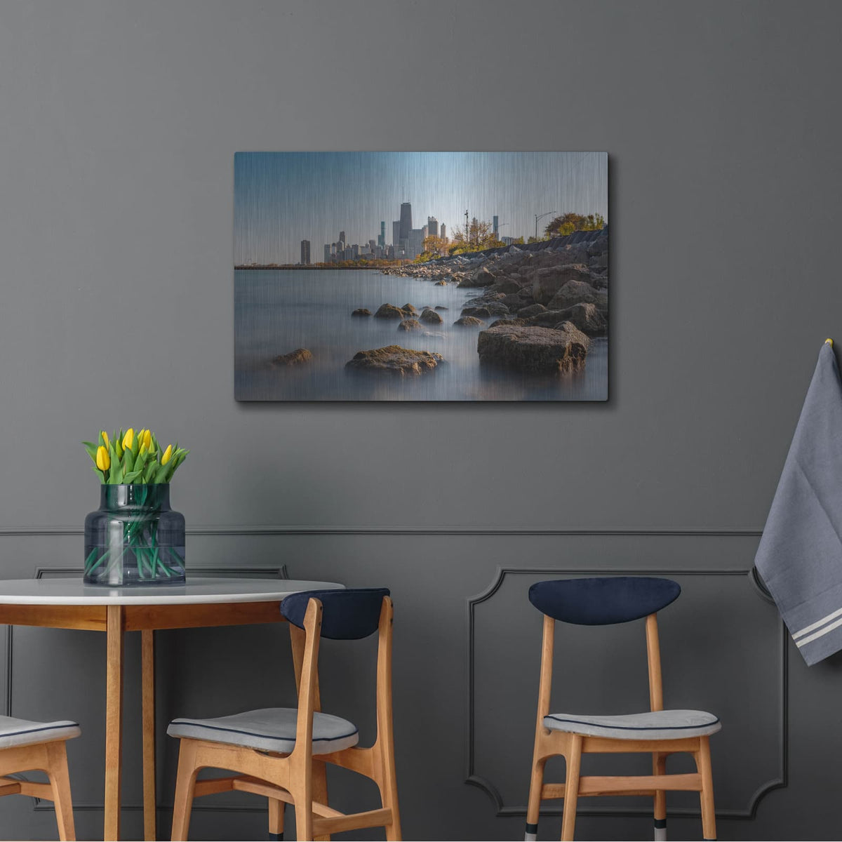 'Chicago On The Rocks' by Luxe Metal Portfolio – Metal Wall Art, 36x24 room view