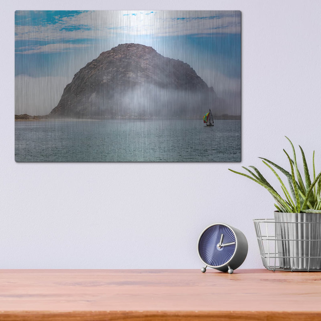 'Morro Rock Sailboat In Fog' by Luxe Metal Portfolio – Metal Wall Art, 16x12 room view