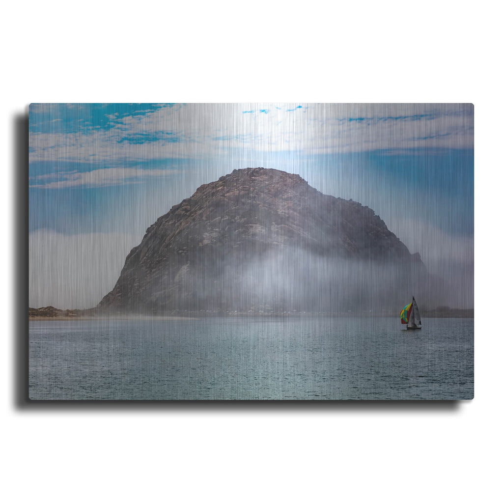 'Morro Rock Sailboat In Fog' by Luxe Metal Portfolio – Metal Wall Art