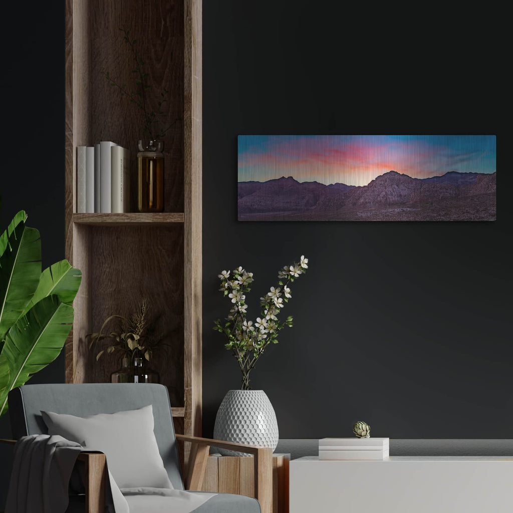 'Nevada Desert Sunset' by Luxe Metal Portfolio – Metal Wall Art, 36x12 room view