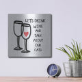 'Wine And Cats' by Linda Woods – Metal Wall Art, 12x12 room view