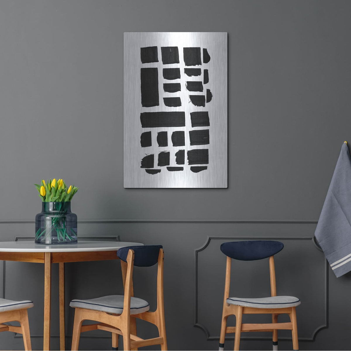 'Black and White Pattern II' by Linda Woods – Metal Wall Art, 24x36 room view