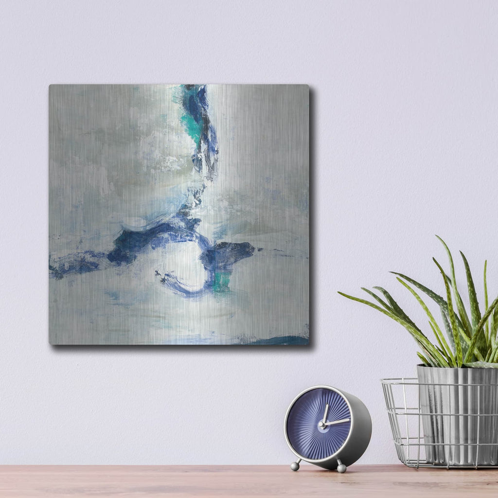 'White And Blue' by Silvia Vassileva – Metal Wall Art, 12x12 room view